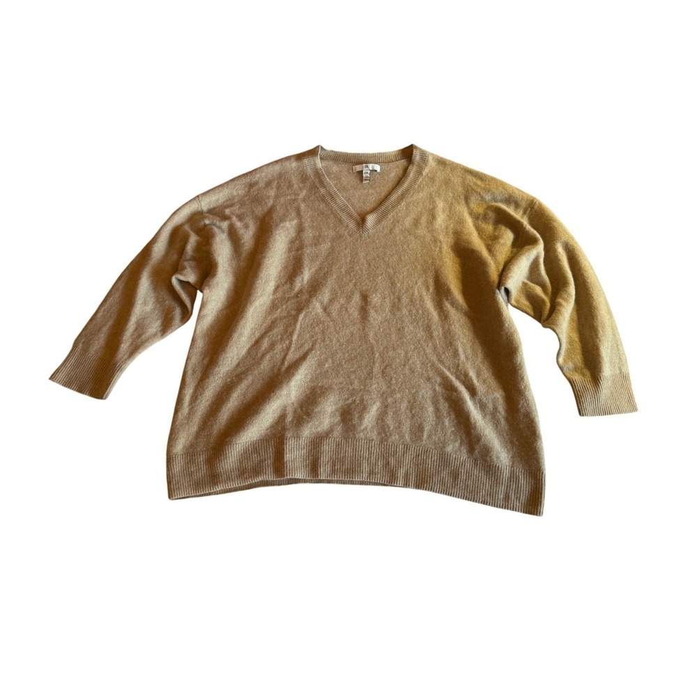 Banana Republic Oversized Lightweight Cashmere V-Neck Sweater Tan XXL